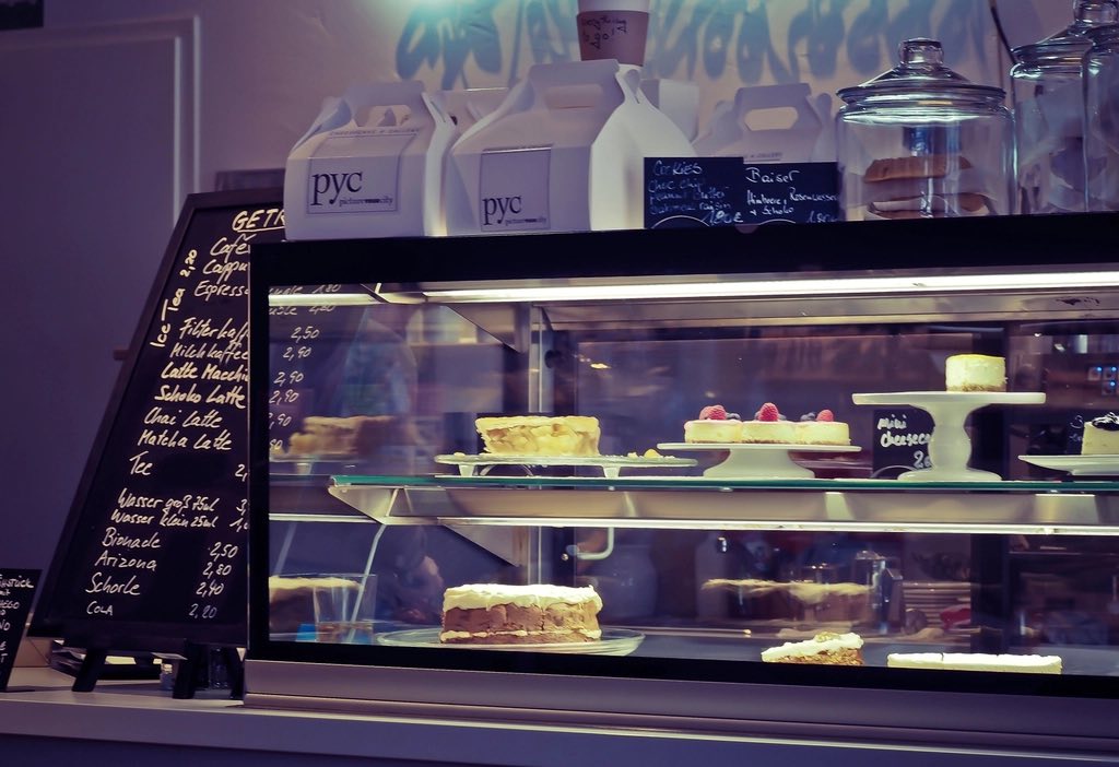 A serve-over counter display in a shop